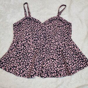 NWT Torrid Pink Black Animal Print Tank Top 00 Medium Preppy Whimsical Cute Goth